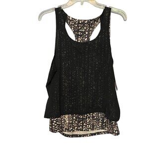 NWT Z by Zobha Double Layered Racerback Tank Black Gray and White Size Medium